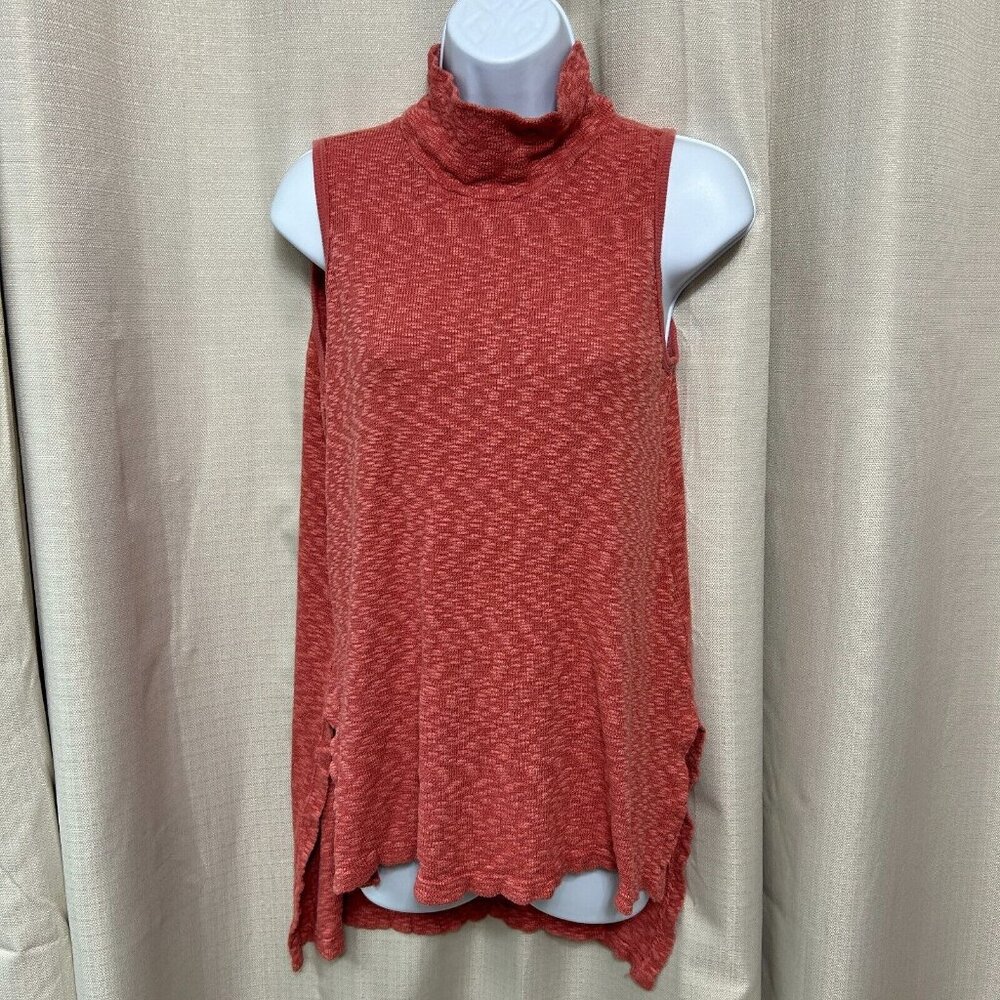 Left Of Center Sleeveless High Low Slub Tunic Tank Women's Size XS Reddish Pink